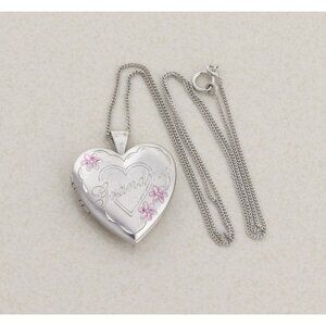 Sterling Silver Grandma Heart Locket Necklace 18" Chain